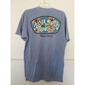 Ron Jon Surf Shop T Shirt Men’s L Blue One Of A Kind Cocoa Beach Logo Casual